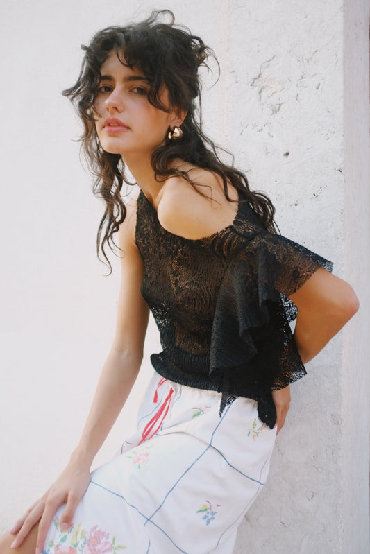Raine Top in Black Crochet Lace