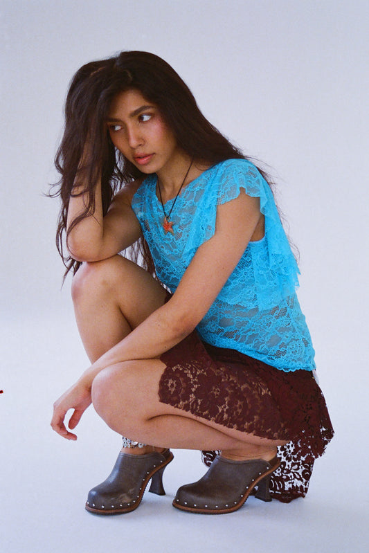 Raine Top In Aqua Blue